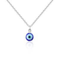 PPJew Evil Eye Necklace Chain Blue Eyes Amulet Pendant Necklace Ojo Turco Kabbalah Protection Adjustable Delicate Jewelry Gift for Women Girls（Silver）