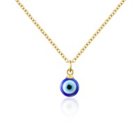 PPJew Evil Eye Necklace Chain Blue Eyes Amulet Pendant Necklace Ojo Turco Kabbalah Protection Adjustable Delicate Jewelry Gift for Women Girls（Golden）