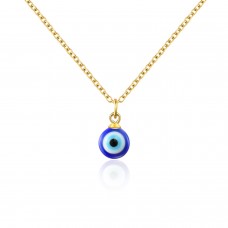 PPJew Evil Eye Necklace Chain Blue Eyes Amulet Pendant Necklace Ojo Turco Kabbalah Protection Adjustable Delicate Jewelry Gift for Women Girls（Golden）