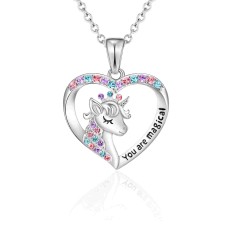 PPJew Unicorn Necklace for Girls Crystal Pendant Necklaces Unicorn Jewelry for Teens Little Girls Daughter Granddaughter Birthday Party Gift-B08LKPKLH6