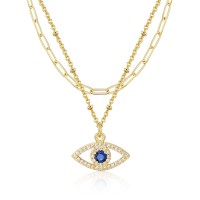 PPJew Layered Evil Eye Necklaces for Women 18K Gold Plated Dainty Chocker Necklace Delicate Jewelry Gift for Women Girls Gold