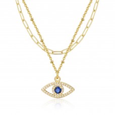 PPJew Layered Evil Eye Necklaces for Women 18K Gold Plated Dainty Chocker Necklace Delicate Jewelry Gift for Women Girls Gold