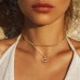 PPJew Layered Evil Eye Necklaces for Women 18K Gold Plated Dainty Chocker Necklace Delicate Jewelry Gift for Women Girls Gold