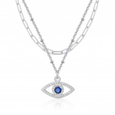 PPJew Layered Evil Eye Necklaces for Women 18K Gold Plated Dainty Chocker Necklace Delicate Jewelry Gift for Women Girls Silver