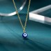 PPJew Evil Eye Necklace Chain Blue Eyes Amulet Pendant Necklace Ojo Turco Kabbalah Protection Adjustable Delicate Jewelry Gift for Women Girls（Golden）