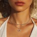 PPJew Layered Evil Eye Necklaces for Women 18K Gold Plated Dainty Chocker Necklace Delicate Jewelry Gift for Women Girls Silver