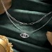 PPJew Layered Evil Eye Necklaces for Women 18K Gold Plated Dainty Chocker Necklace Delicate Jewelry Gift for Women Girls Silver